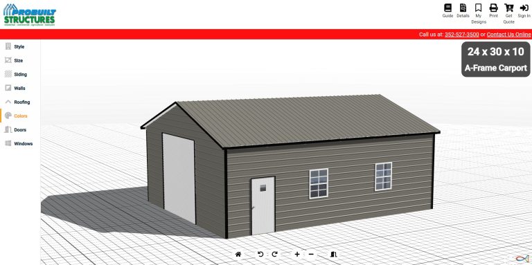 Custom 3D steel building designer by ProBuilt Structures - Your trusted metal building contractor for metal buildings, metal carports and steel garages in Brooksville, FL. Get a free quote today!