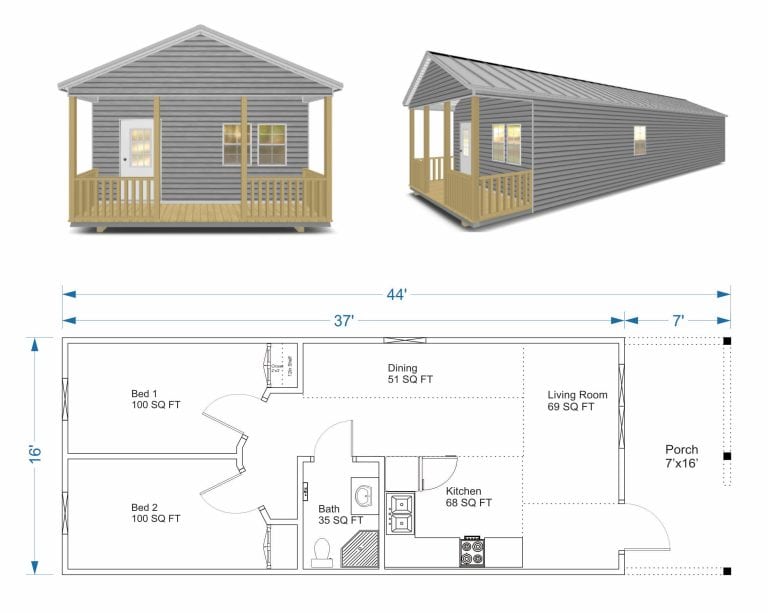 16x44 2 bed 1 bath tiny home in Indian River Shores