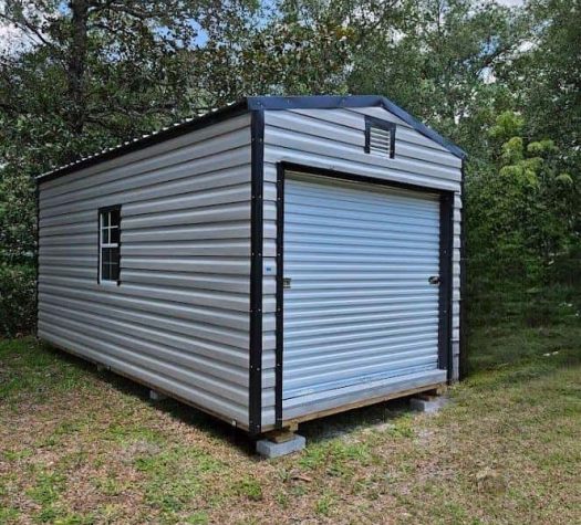 clay and black garage shed